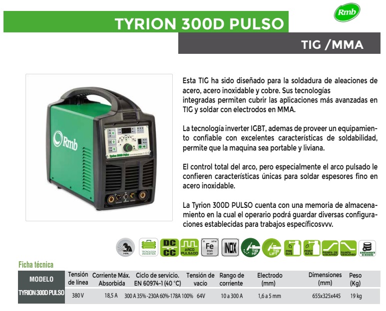 SOLDADORA TIG AC/DC TYRION 300D PULSO PRO